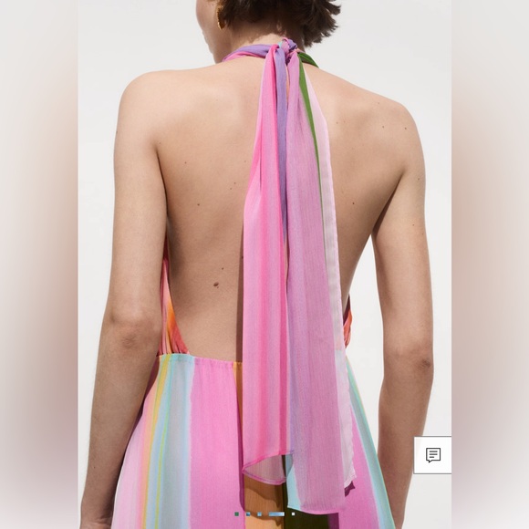 Mango Vibrant Knot Print Striped Maxi Dress Sz 6 NWT - Picture 3 of 10